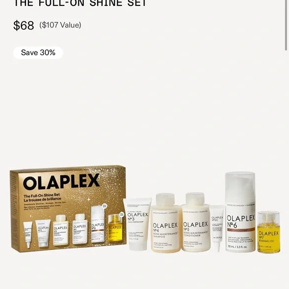 OLAPLEX Full-On Shine Set with Gold and White Packaging (New) - Picture 9 of 16